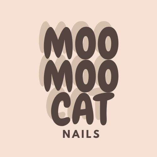 MooMoo Cats Logo - A Bubbly Font Over A Peach Background